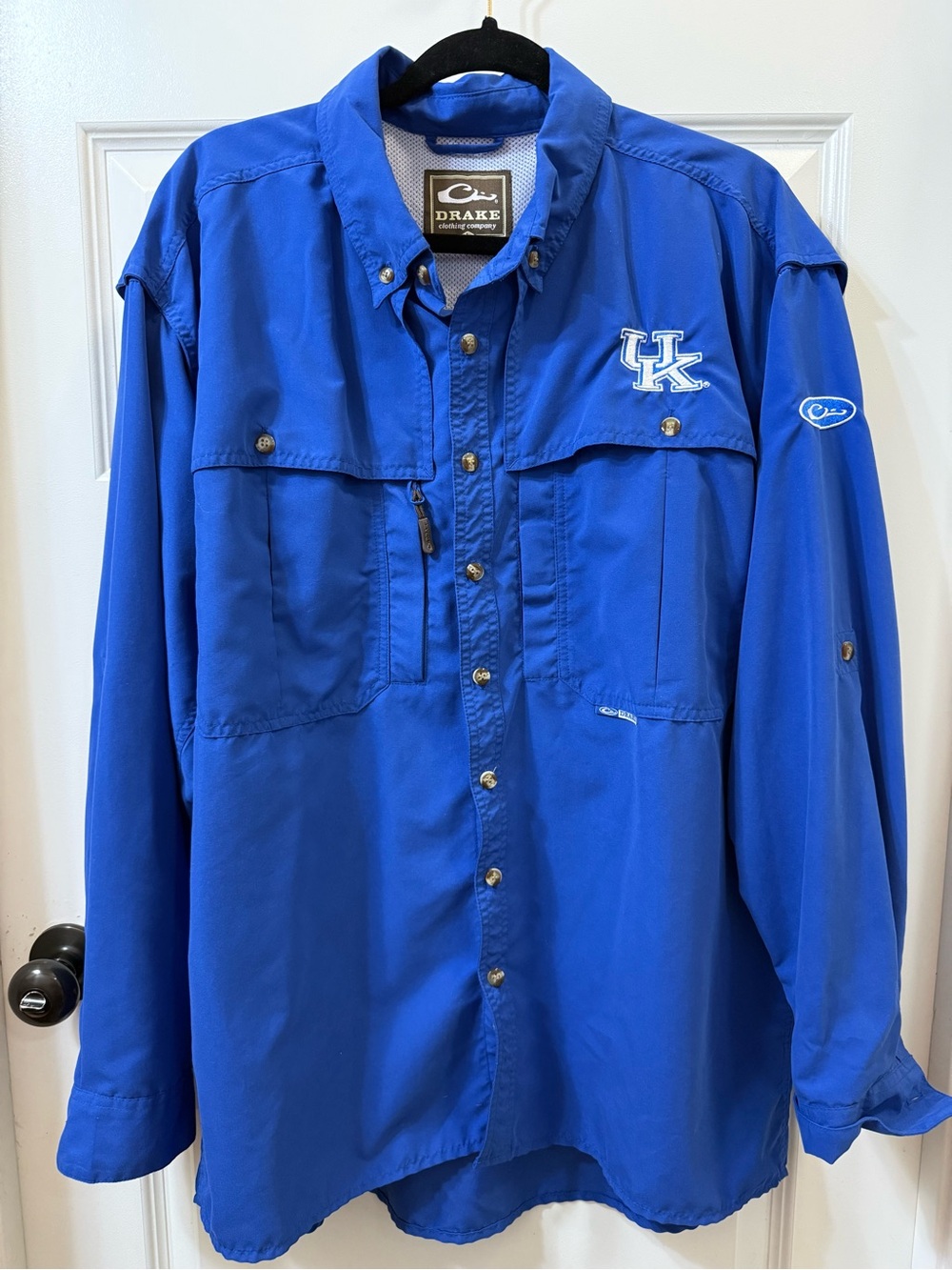 Drake Royal Blue Fishing Shirt with Embroidered UK Logo